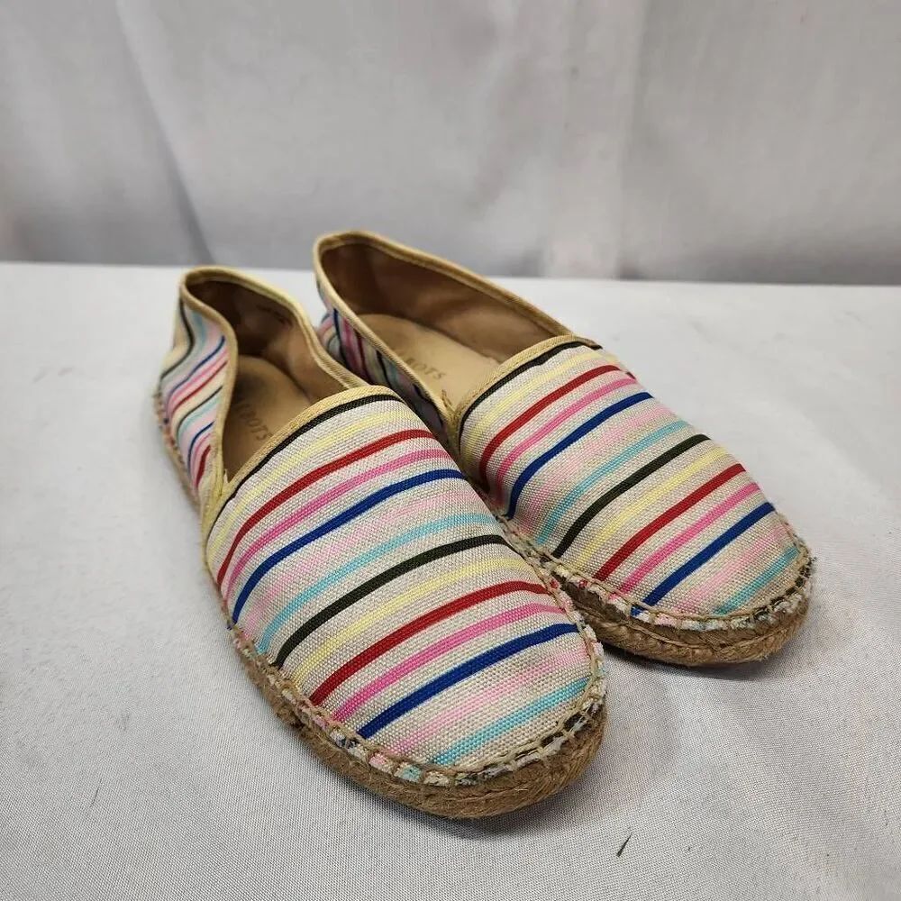 Talbots Women's 7.5 Izzy Horizons Striped Espadrille Canvas Slip-On Comfort Shoe